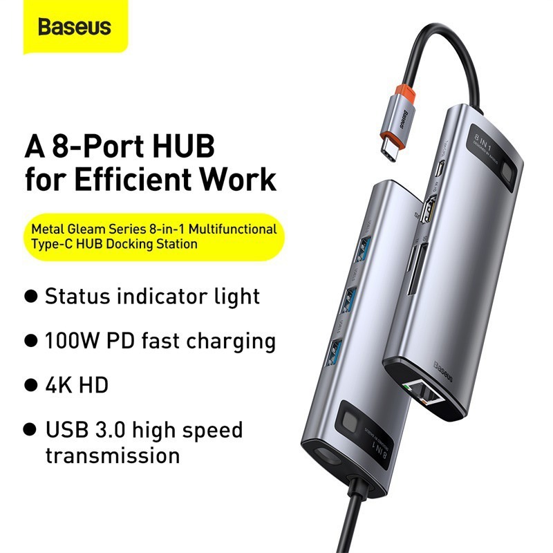 Hub chia cổng Baseus cổng Type C sang HDMI USB 3.0 dành choPro Air Surface Pro 7