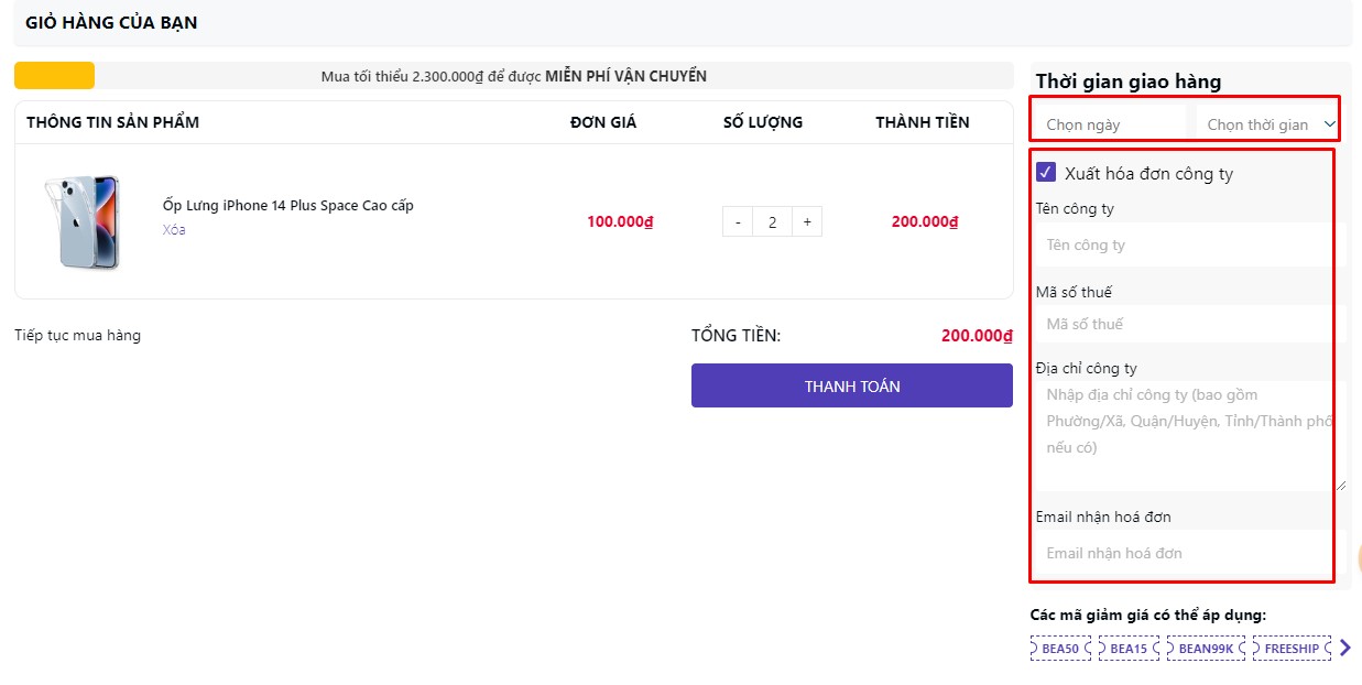 Thời gian giao hàng