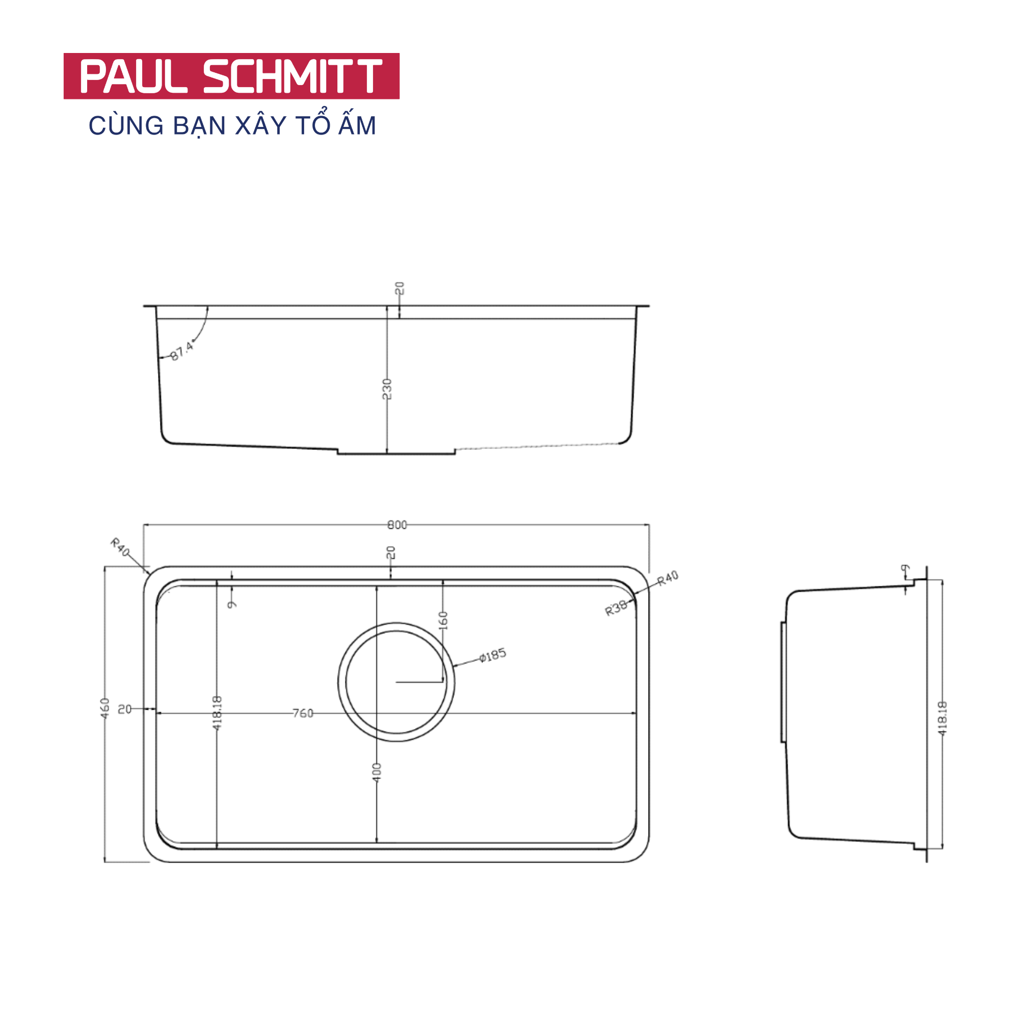 Chậu rửa bát Paul Schmitt PAM8046-UM