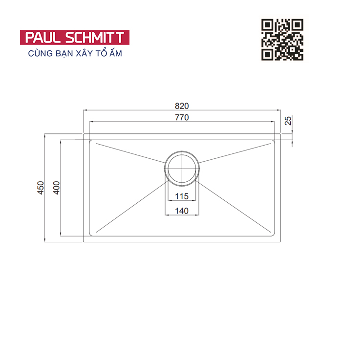 Chậu rửa bát Paul Schmitt PA8245-U