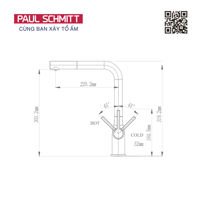 Vòi rửa bát Paul Schmitt PA328KCBQ