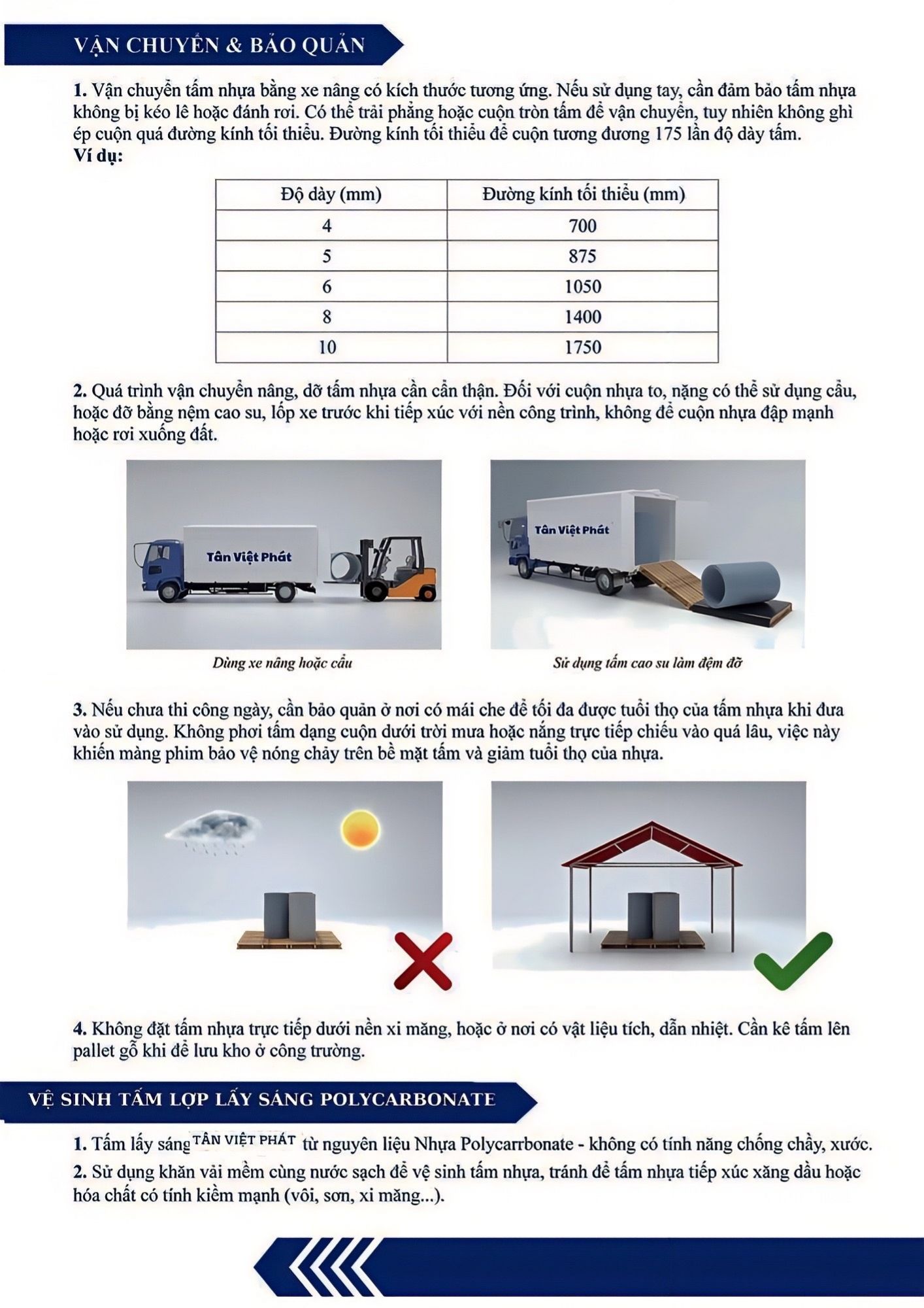 Hướng dẫn thi công-Lắp đặt-Bảo quản tấm polycar ĐẶC