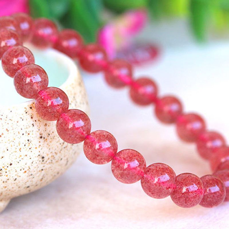 Vòng Tay Đá Thạch Anh Dâu Tây Đỏ