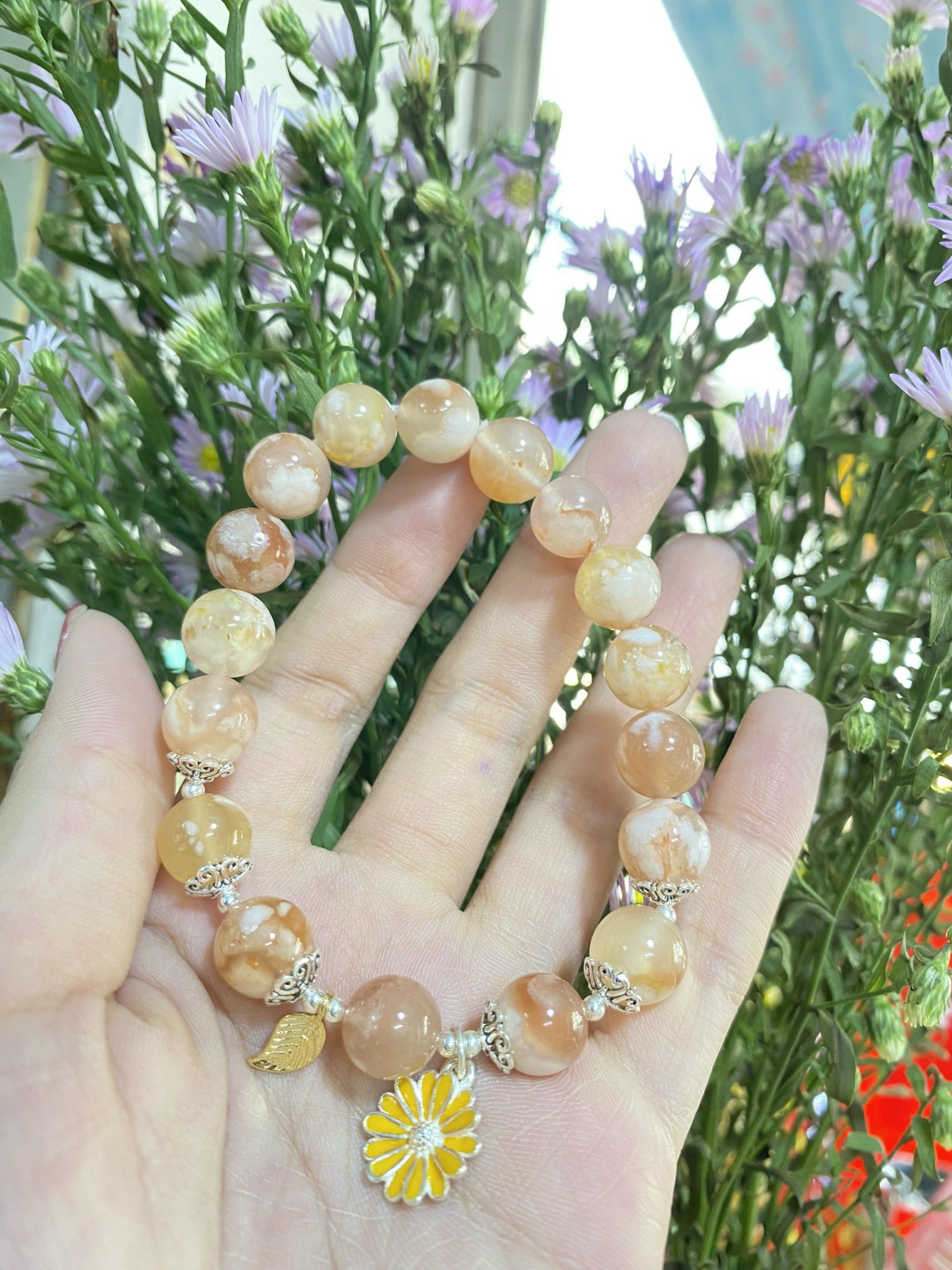 Vòng Tay Đá Mã Não Đào Hoa