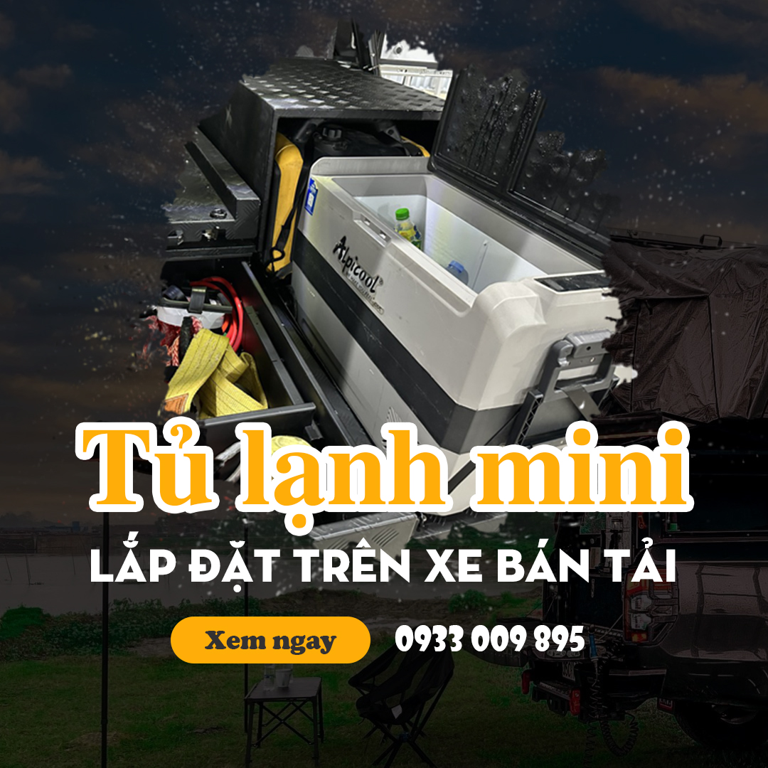 Tủ lạnh mini lắp đặt ngay trên xe bán tải
