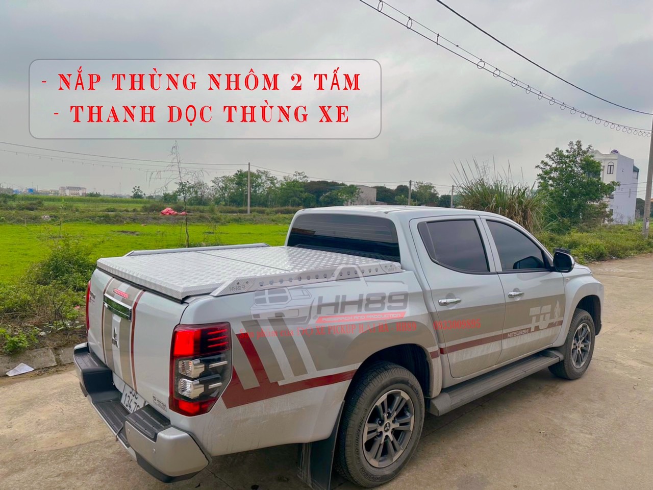 Nắp thùng nhôm nhám 2 tấm cho các dòng bán tải