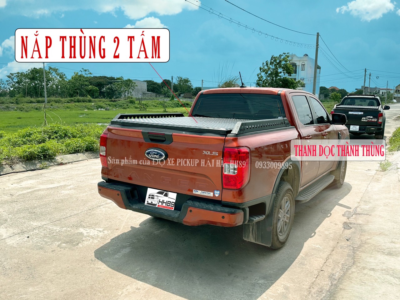 Nắp thùng nhôm nhám 2 tấm cho các dòng bán tải