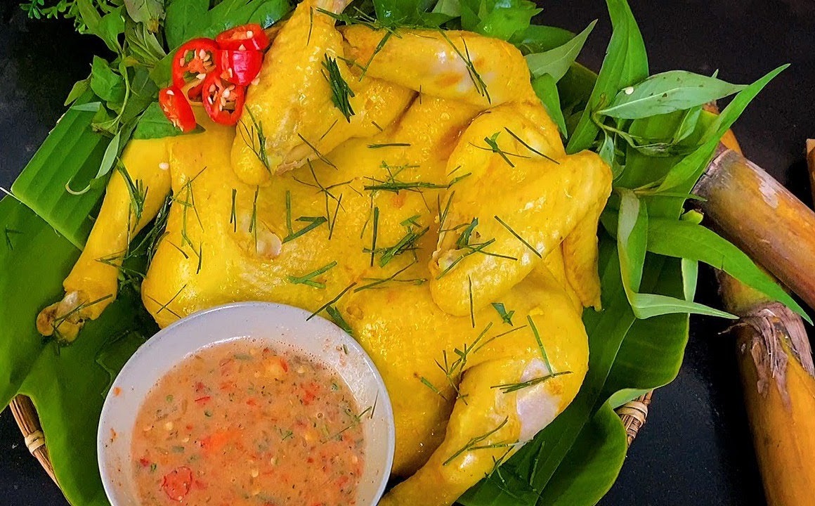 Gà hấp mía
