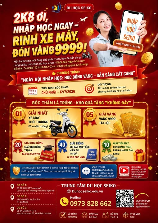 🔥 [SIÊU SỰ KIỆN MÙA HÈ 2026] HÀNH TRÌNH MỚI ĐẦY HỨA HẸN – 2K8 ĐÃ SẴN SÀNG CÙNG DU HỌC SEIKO CẤT CÁNH CHƯA? 🔥