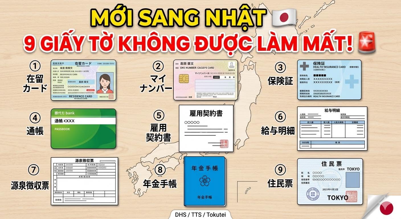 MỚI SANG NHẬT: TOP 9 GIẤY TỜ QUAN TRỌNG BẬC NHẤT PHẢI 