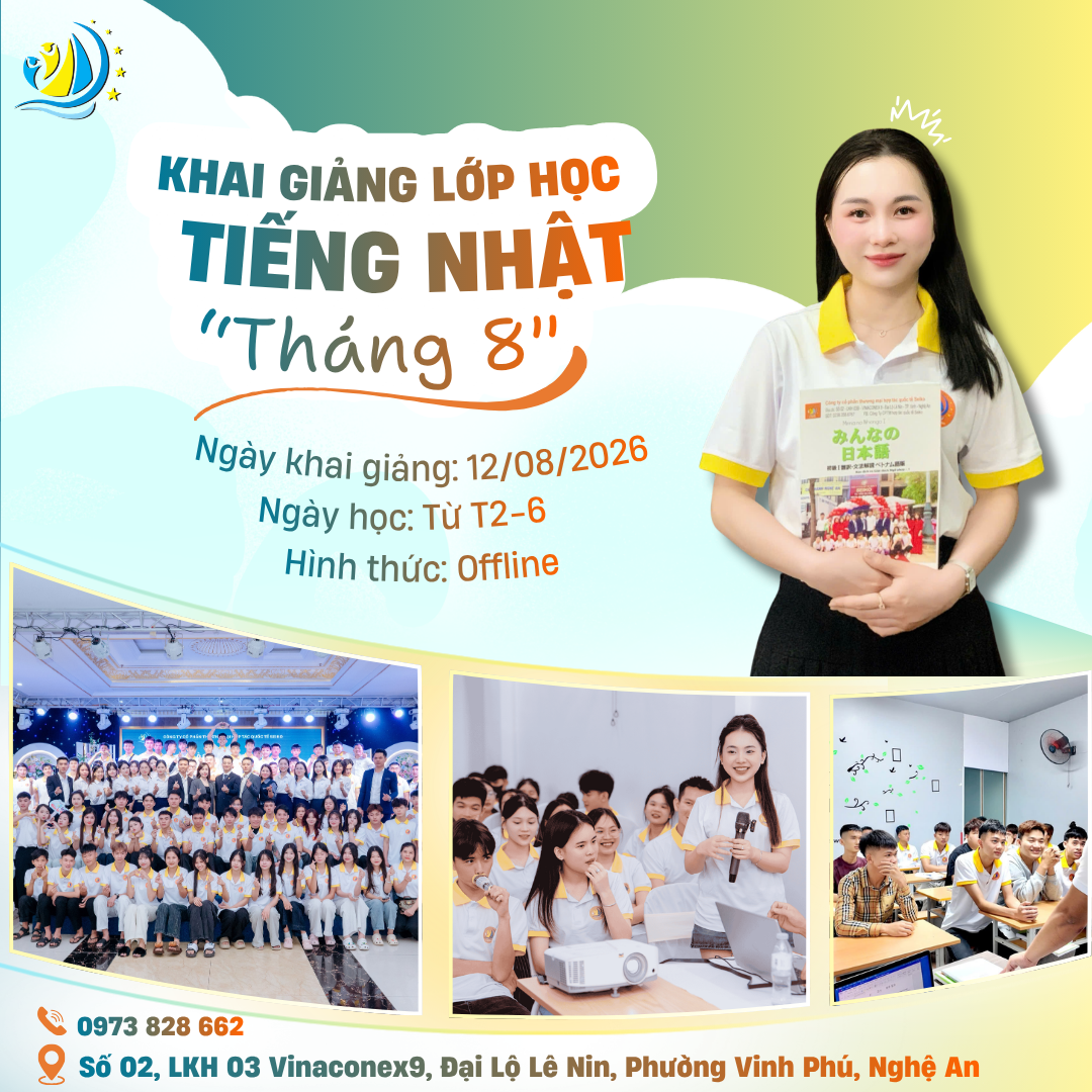 [THÔNG BÁO] KHAI GIẢNG LỚP HỌC TIẾNG NHẬT THÁNG 8 - CHẮC BƯỚC TIẾN VÀO TƯƠNG LAI