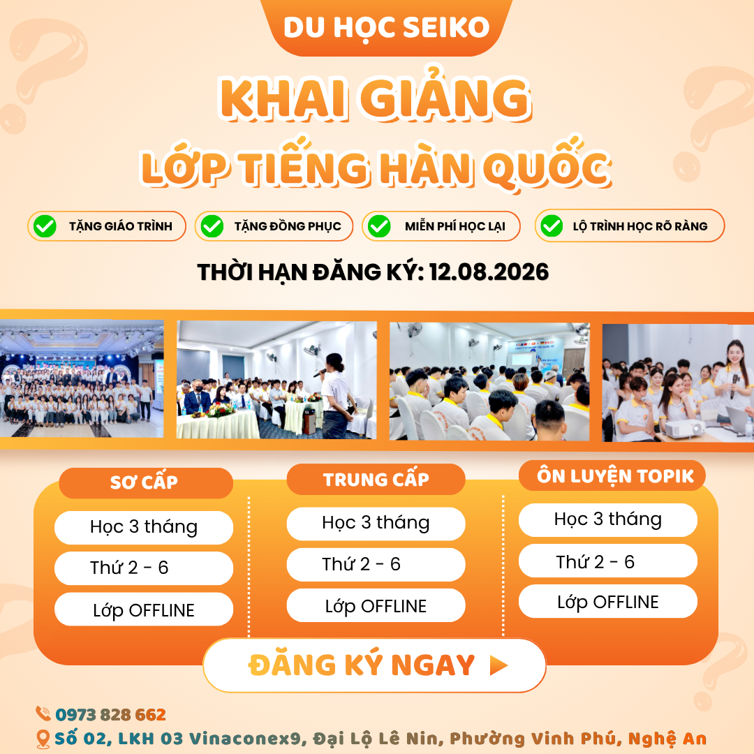 THÔNG BÁO: KHAI GIẢNG CÁC KHÓA HỌC TIẾNG HÀN QUỐC