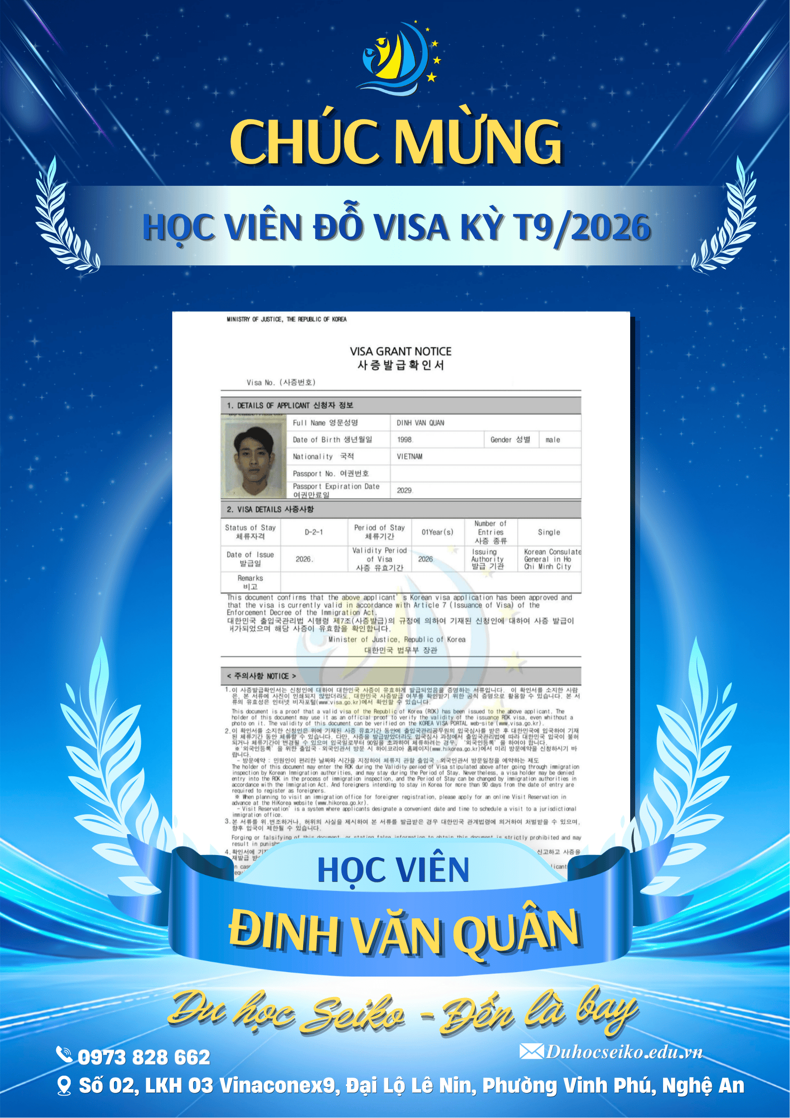 VIZA ĐỔ BỘ TẠI SEIKO: CƠN MƯA VISA KỲ THÁNG 9/2026 CHÍNH THỨC GỌI TÊN CÁC TÂN DU HỌC SINH!