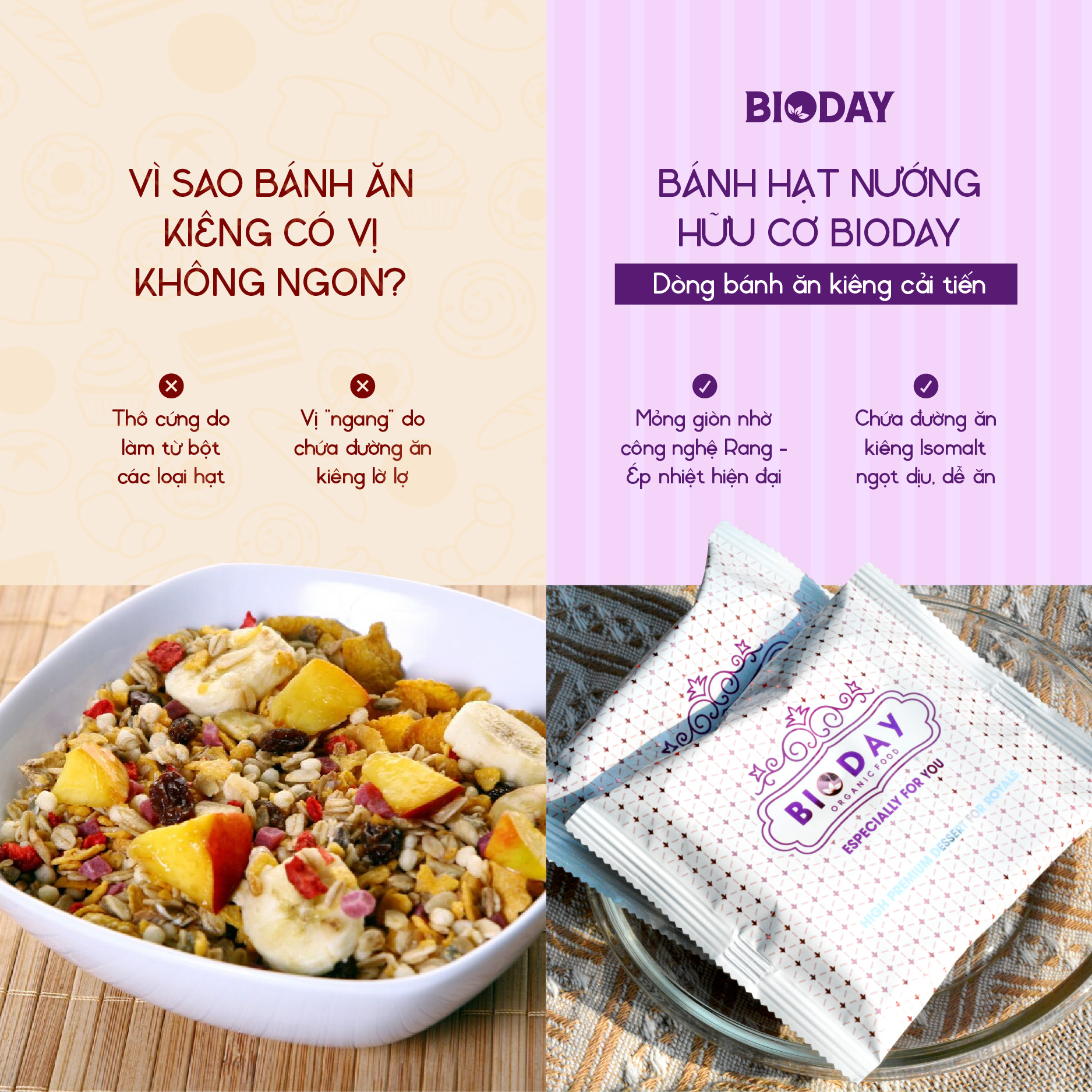 VÌ SAO CÁC LOẠI BÁNH ĂN KIÊNG THƯỜNG CÓ VỊ KHÔNG NGON?