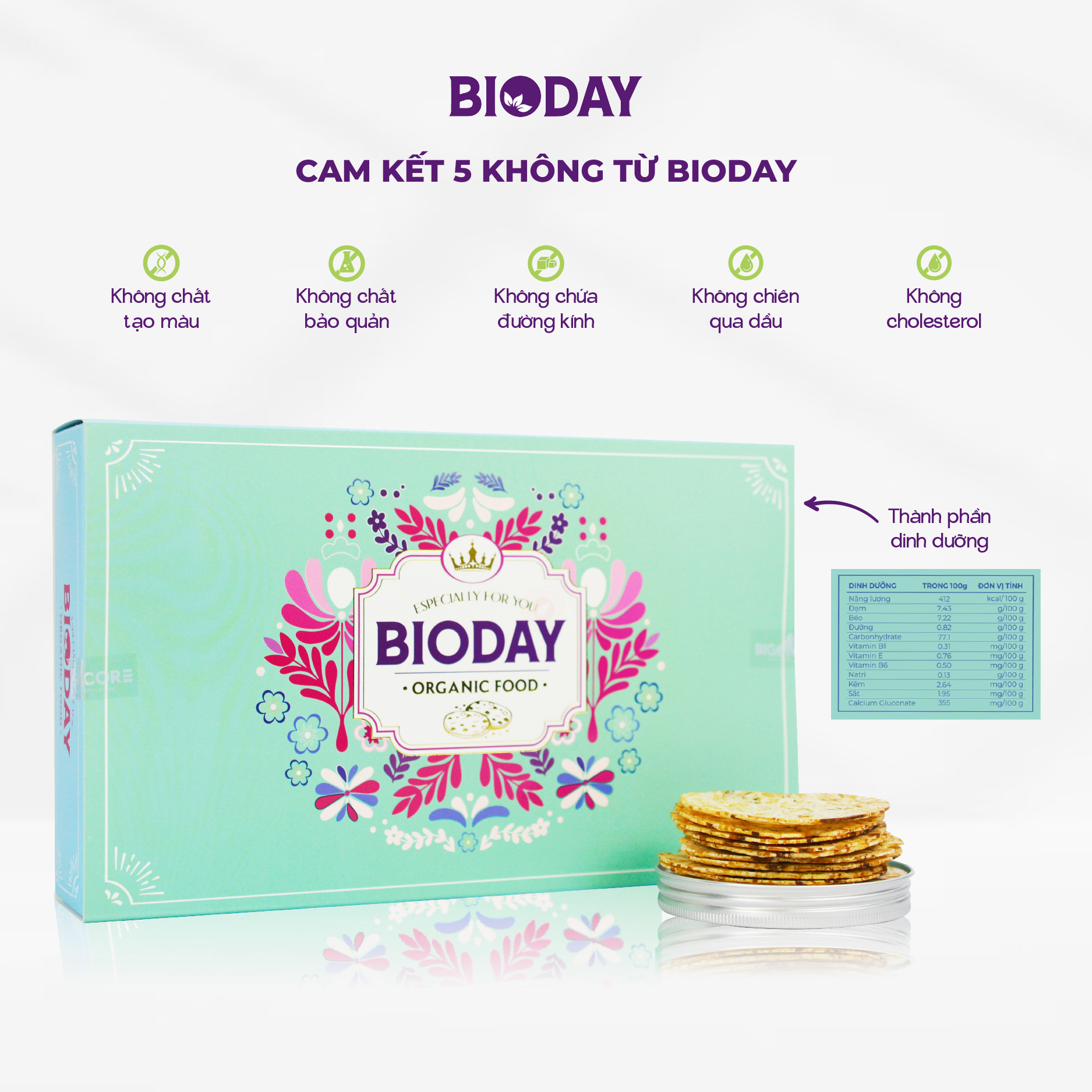 BÁNH HẠT NƯỚNG BIODAY ORIGINAL HỮU CƠ KHÔNG ĐƯỜNG VỊ NGUYÊN BẢN (150gr/hộp)