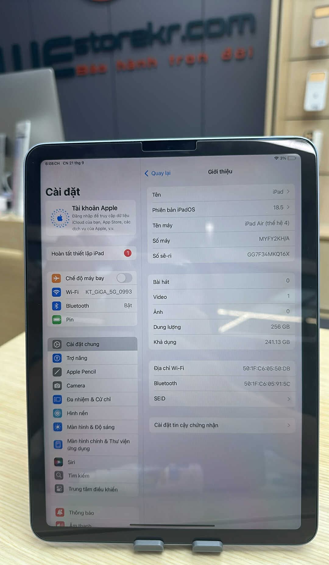 IPAD AIR 4th 256GB Pin 84% Màu Sky blue