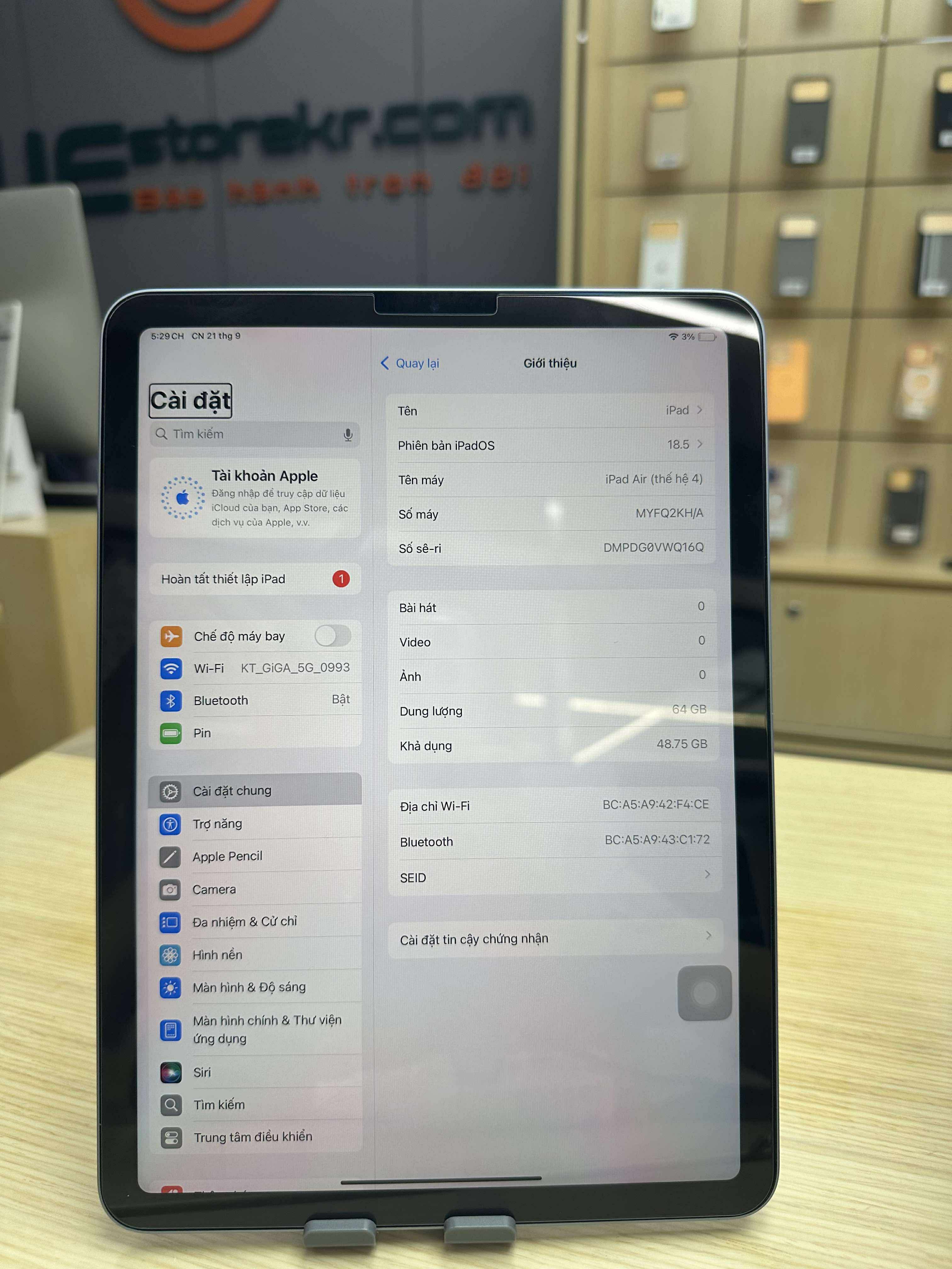 IPAD AIR 4th 64GB pin 86% màu xanh