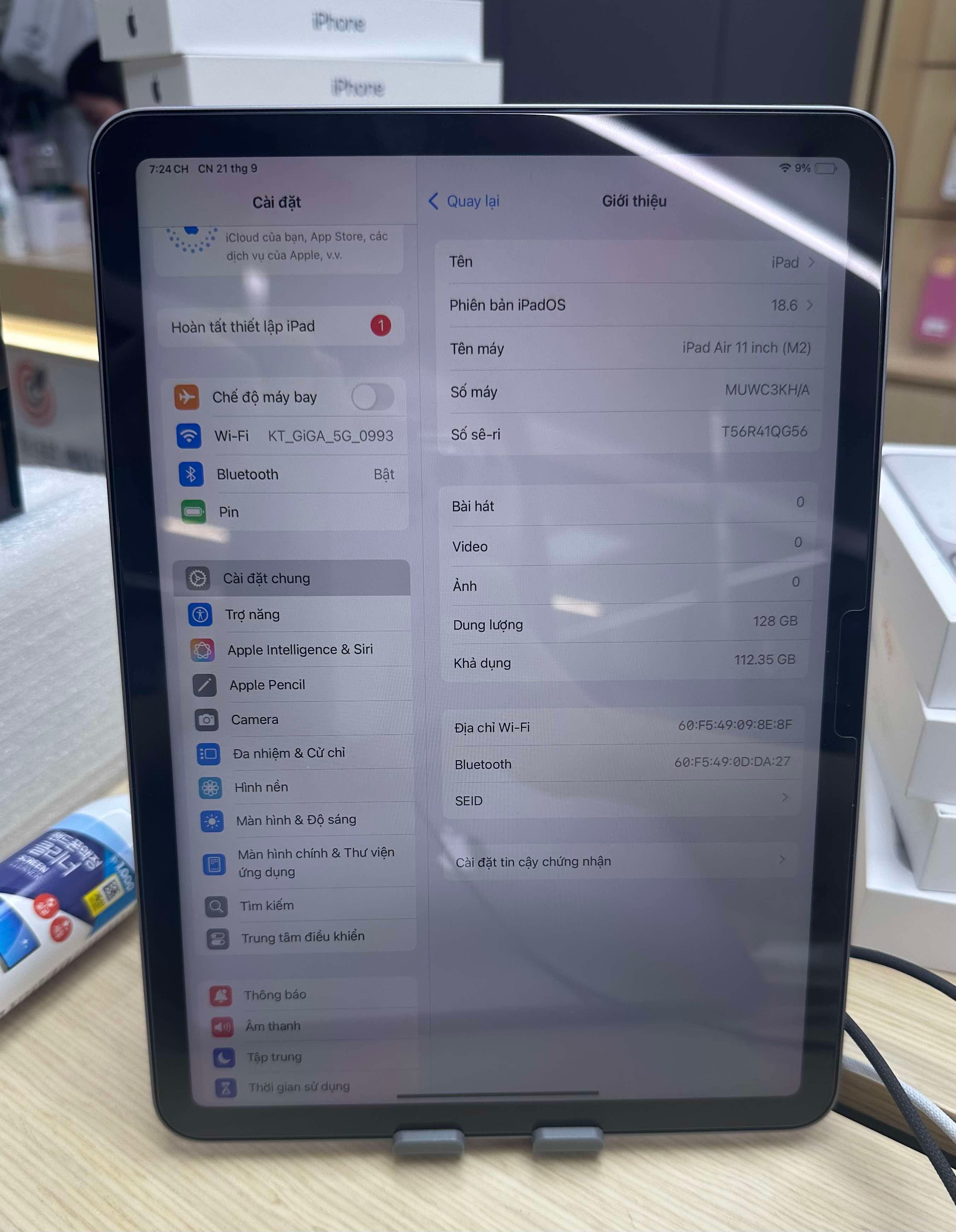 IPAD AID 11-INCH(M2) 128GB Pin 100% Màu Gray