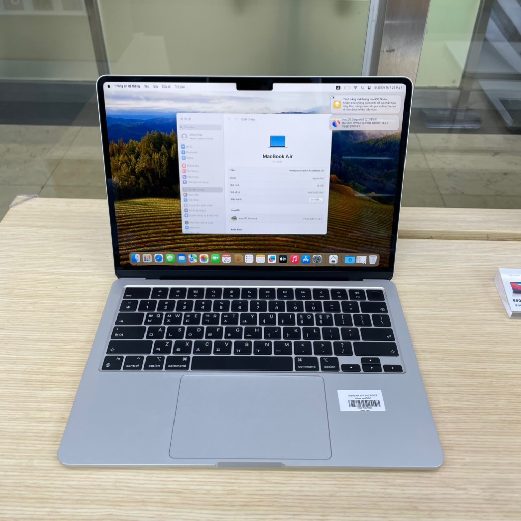 Macbook Air M2 RAM 8GB- SSD 512gb silver 95%
