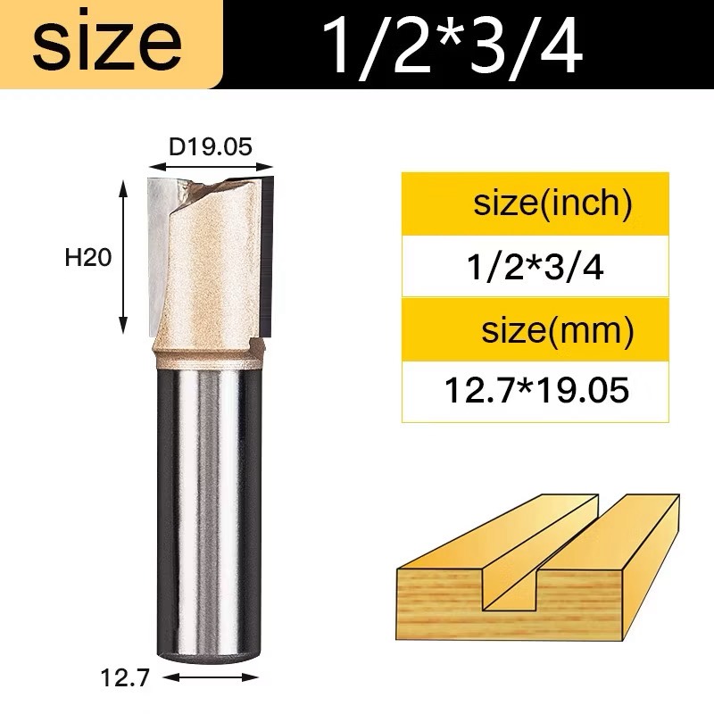 Mũi soi gỗ thẳng CNC lấy nền, Mũi phay gỗ TIDEWAY cốt 6.3mm và 12.7mm sử dụng cho máy phay, máy cắt CNC
