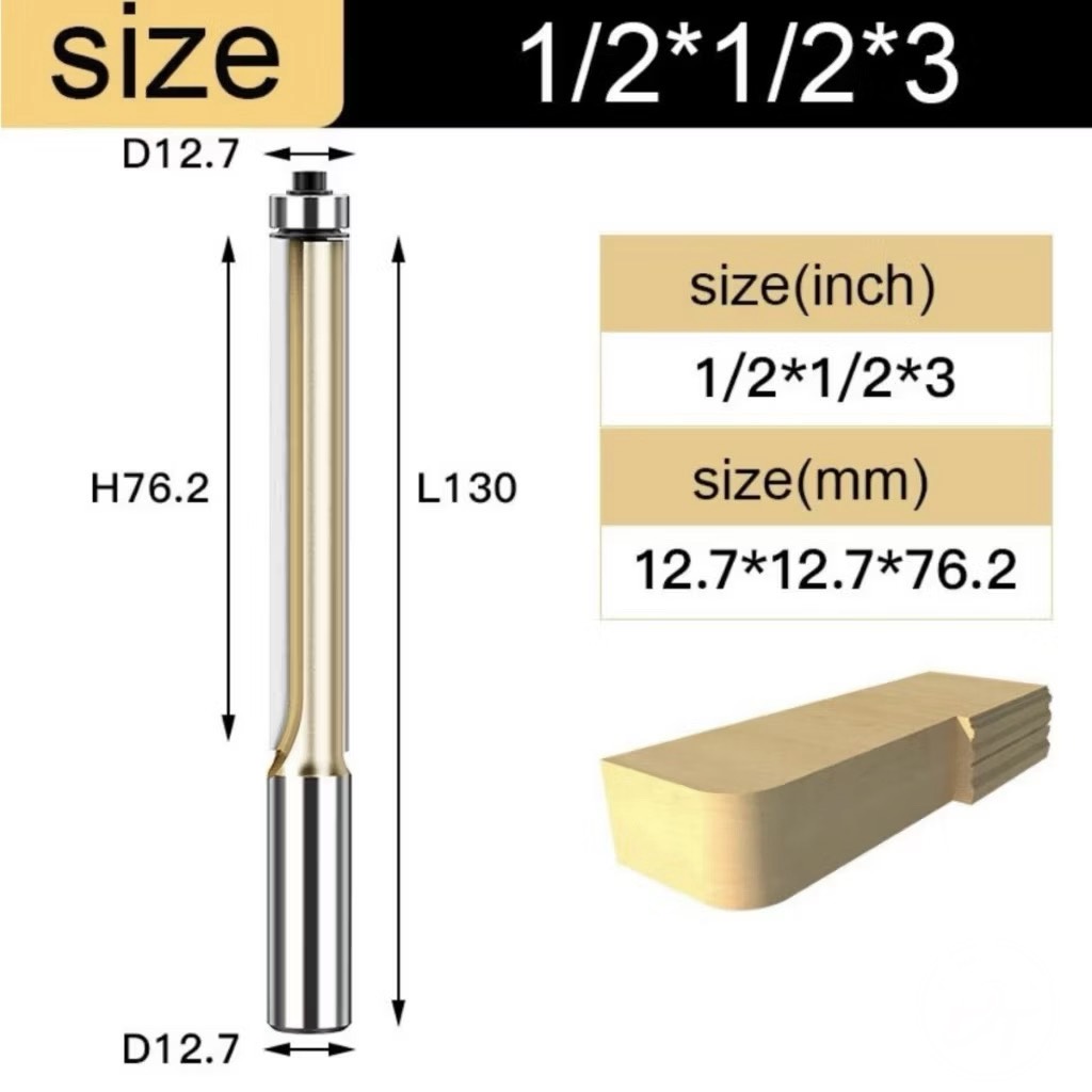 Mũi soi gỗ thẳng CNC lấy nền, Mũi phay TIDEWAY cốt 6.3mm và 12.7mm có bi sử dụng cho máy phay, máy cắt CNC