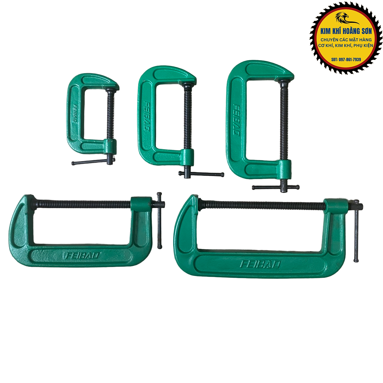 Vam kẹp gỗ Feibao dày dặn size từ 3" - 8" dùng kẹp nhôm kính, đồ mộc gỗ, Cảo chữ C hàng xanh xịn