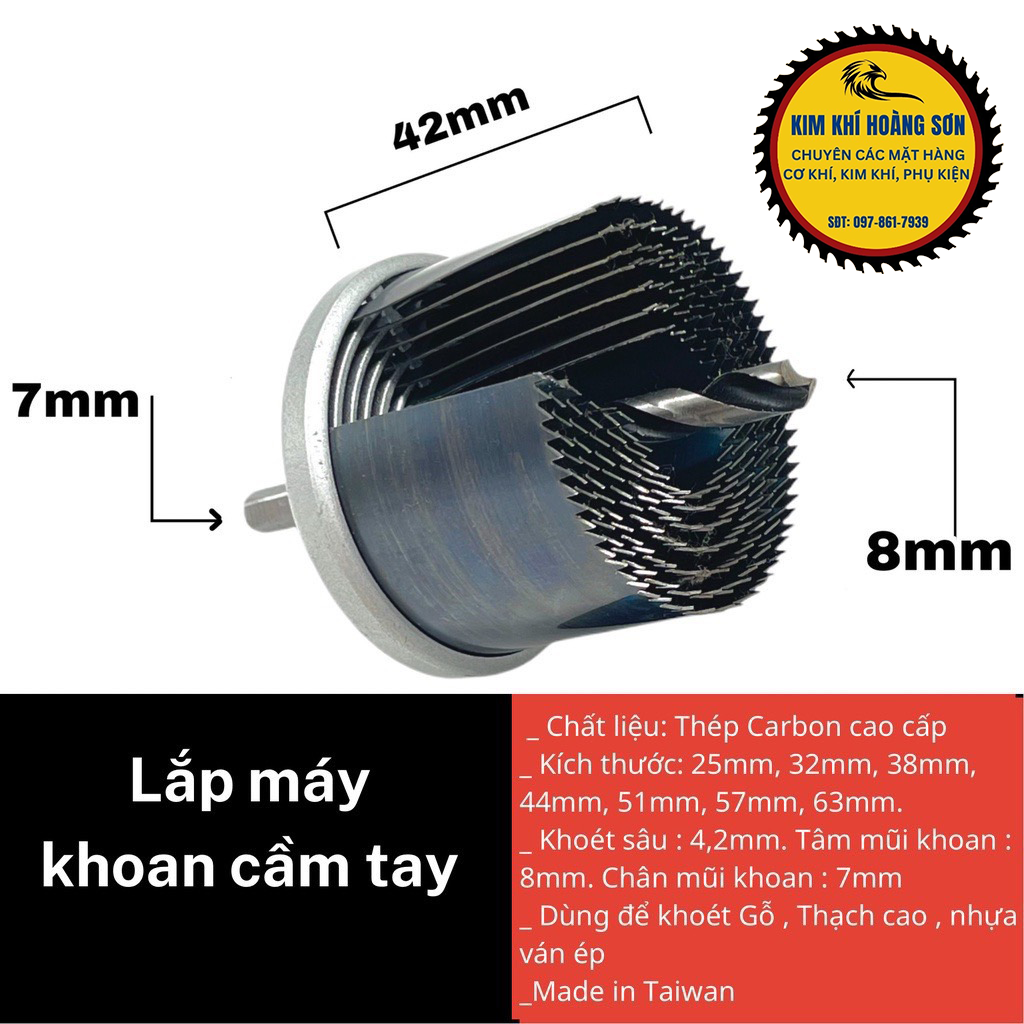 Bộ mũi khoét gỗ lỗ tròn ZX 7 kích thước, khoan khoét thạch cao nhựa chuyên dụng cho ngành mộc