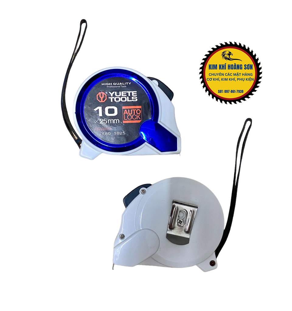 Thước mét, thước cuộn, thước rút YUETE kích thước 10mx25mm có chế độ tự hãm Autolock, hợp kim thép dẻo chắc chắn