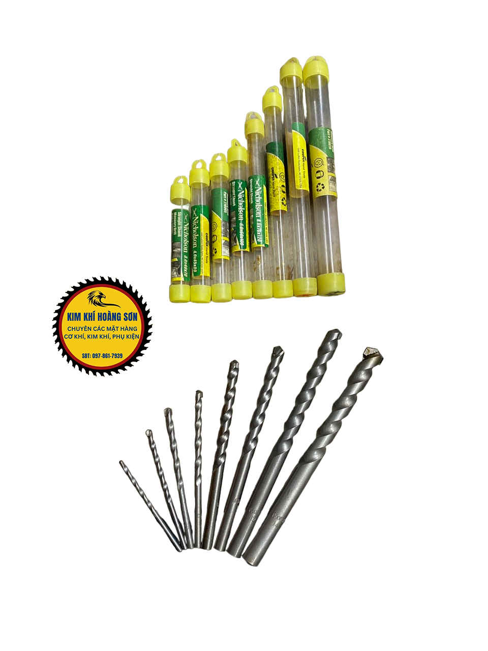 Mũi khoan bê tông 2 cạnh kích thước 3 - 14mm, Mũi khoan tường 2 chấu Mỹ Nicholson chuôi trụ phủ Titanium chịu lực tốt