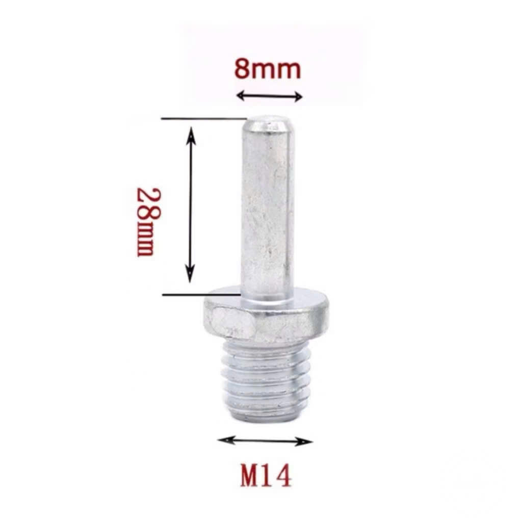Đầu chuyển máy khoan thành máy cắt mài ti gắn đĩa chà nhám chuôi tròn 8mm, lục giác 6.3mm M10 - M14