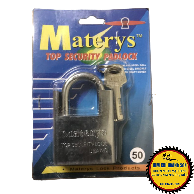 Ổ khóa cửa treo chống cắt Materys size 50mm - 60mm giá rẻ chống trộm, chống đập hiệu quả kèm 3 chìa
