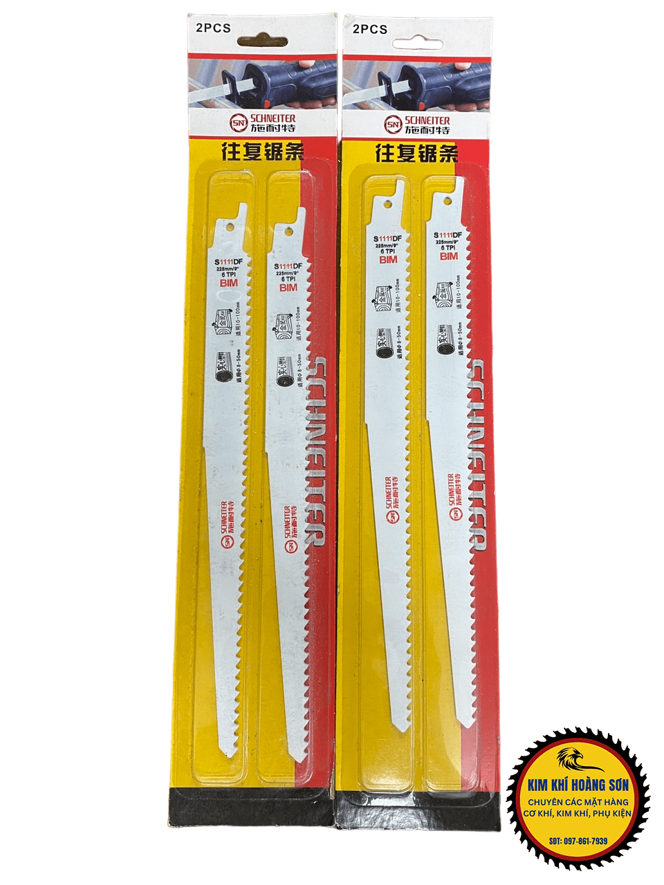 Bộ 2 Lưỡi Cưa Kiếm Cắt Gỗ Chuôi Cắm S1111DF Dài 225mm/9" SCHNEITER Cưa Gỗ Có Đinh, Ống Nhựa PVC Sắc Bén