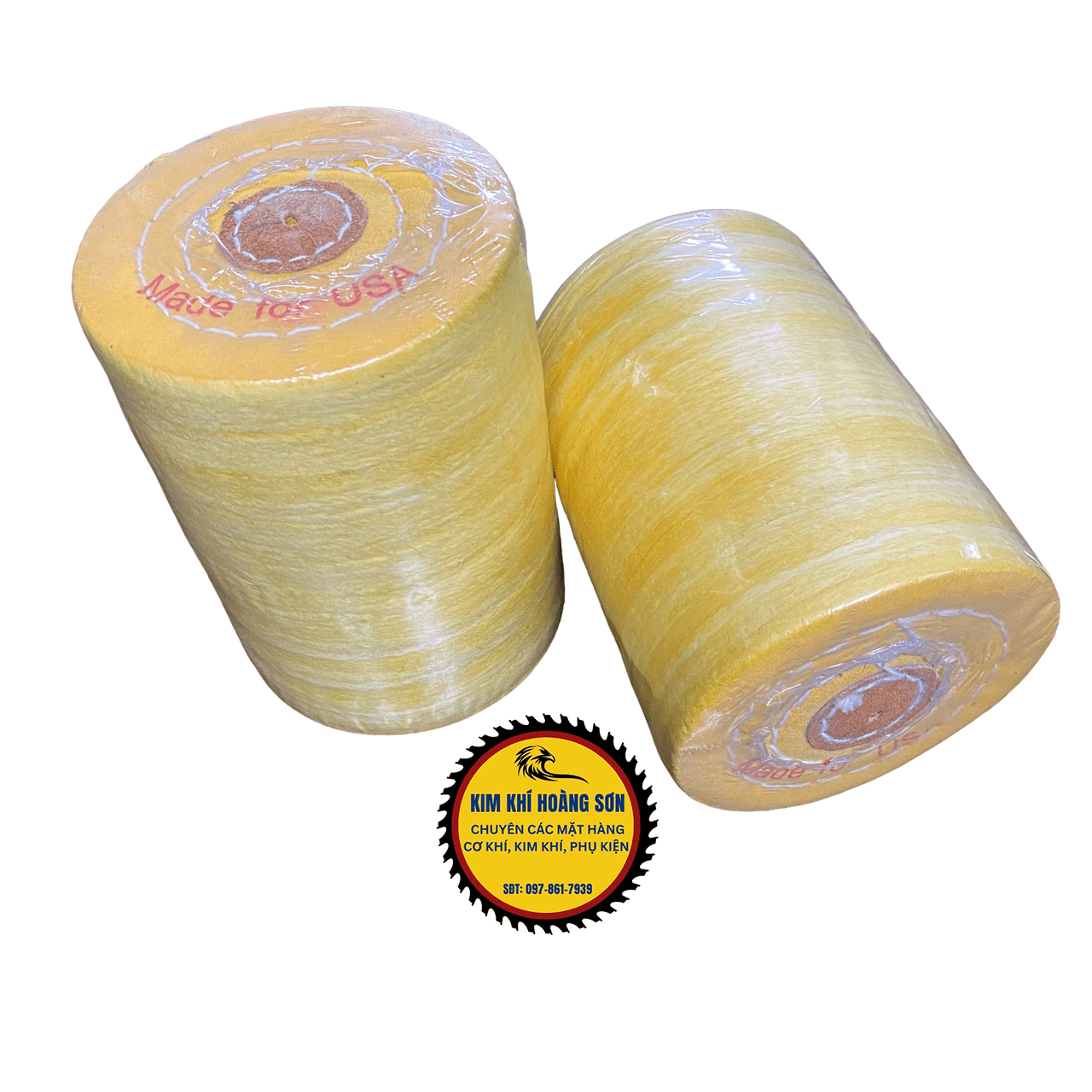 Bánh vải cotton, đĩa sợi nỉ đánh bóng bề mặt kim loại inox màu vàng đường kính 100mm độ dày 15mm