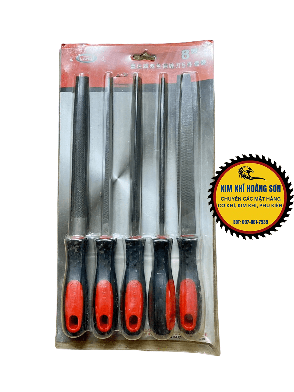 Bộ dũa 5 cây 200mm/8" LAND nhiều hình dạng có tay cầm nhựa chắc chắn hạn chế trơn trượt, đảm bảo an toàn, độ bền cao