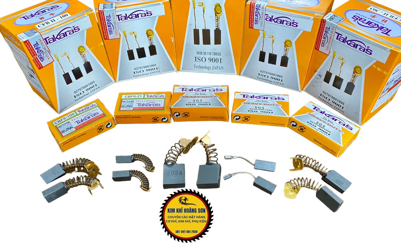Chổi than carbon Takaras cao cấp thay thế các loại máy hộp 2 chiếc, các mã cho các loại máy khoan, máy cắt, máy mài