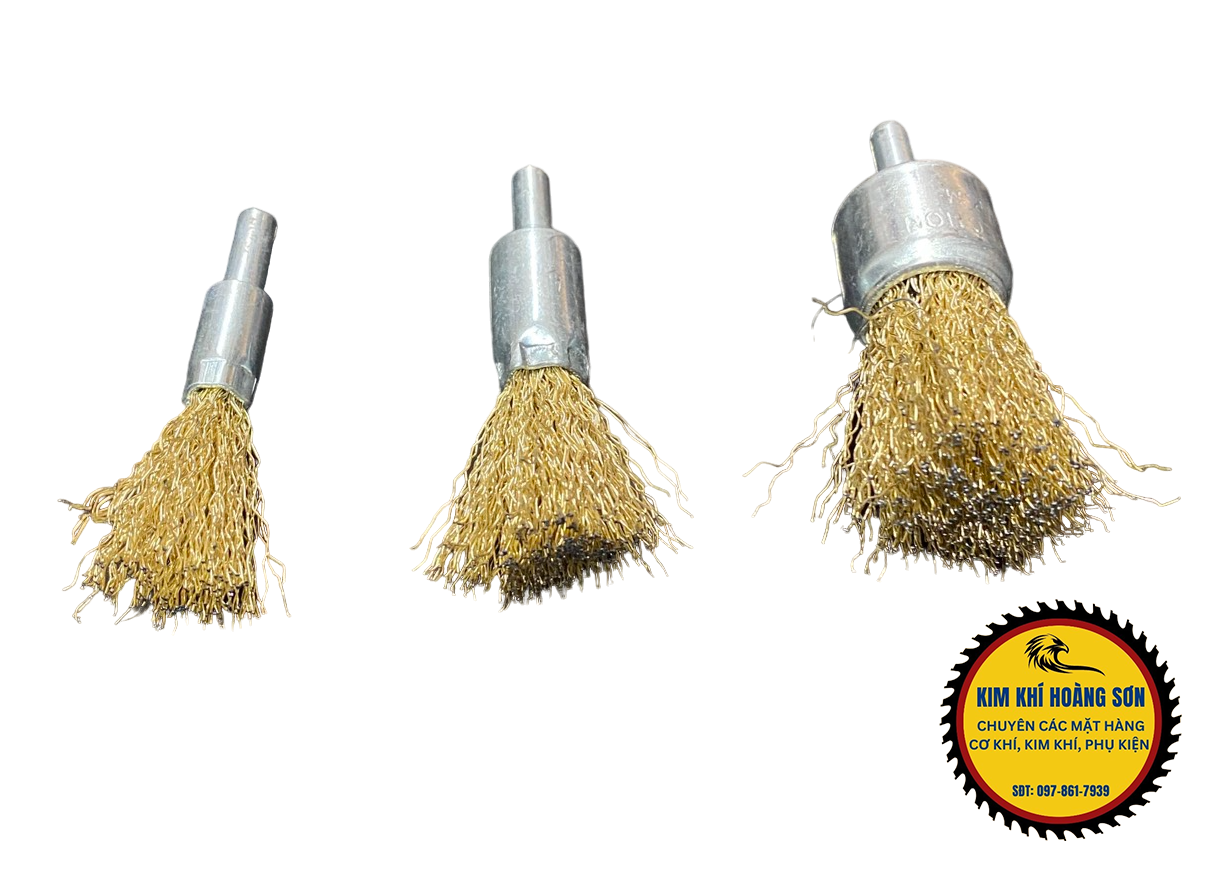 Chổi đánh rỉ sắt rỉ sét inox dạng bút chuôi 6mm lắp máy khoan cầm tay