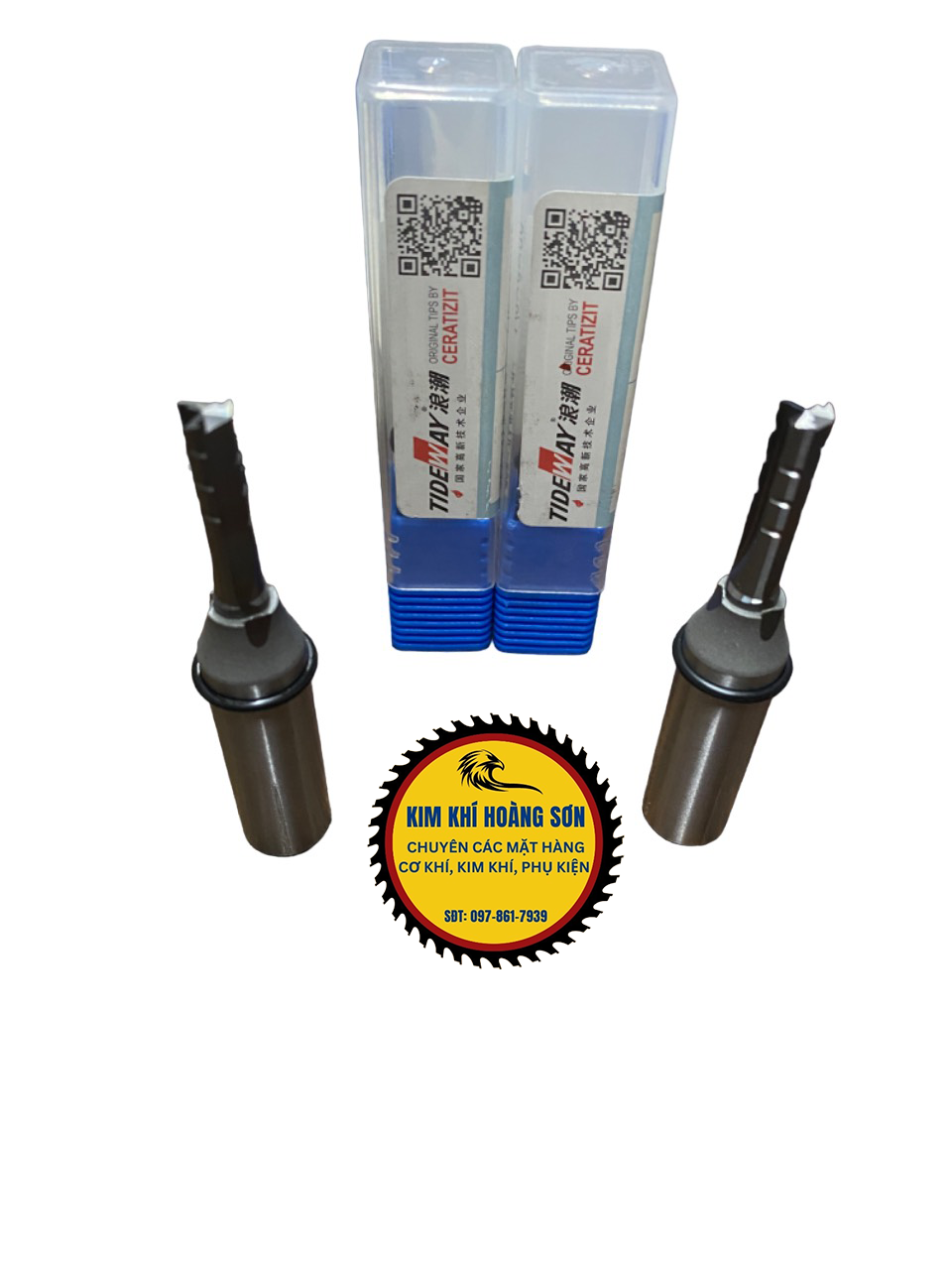 Mũi phay CNC cắt gỗ, Dao phay 3 cánh thẳng TCT Tideway cốt trục 12.7mm chất liệu hợp kim C45 cao cấp