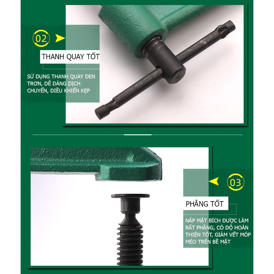 Vam kẹp gỗ Feibao dày dặn size từ 3" - 8" dùng kẹp nhôm kính, đồ mộc gỗ, Cảo chữ C hàng xanh xịn