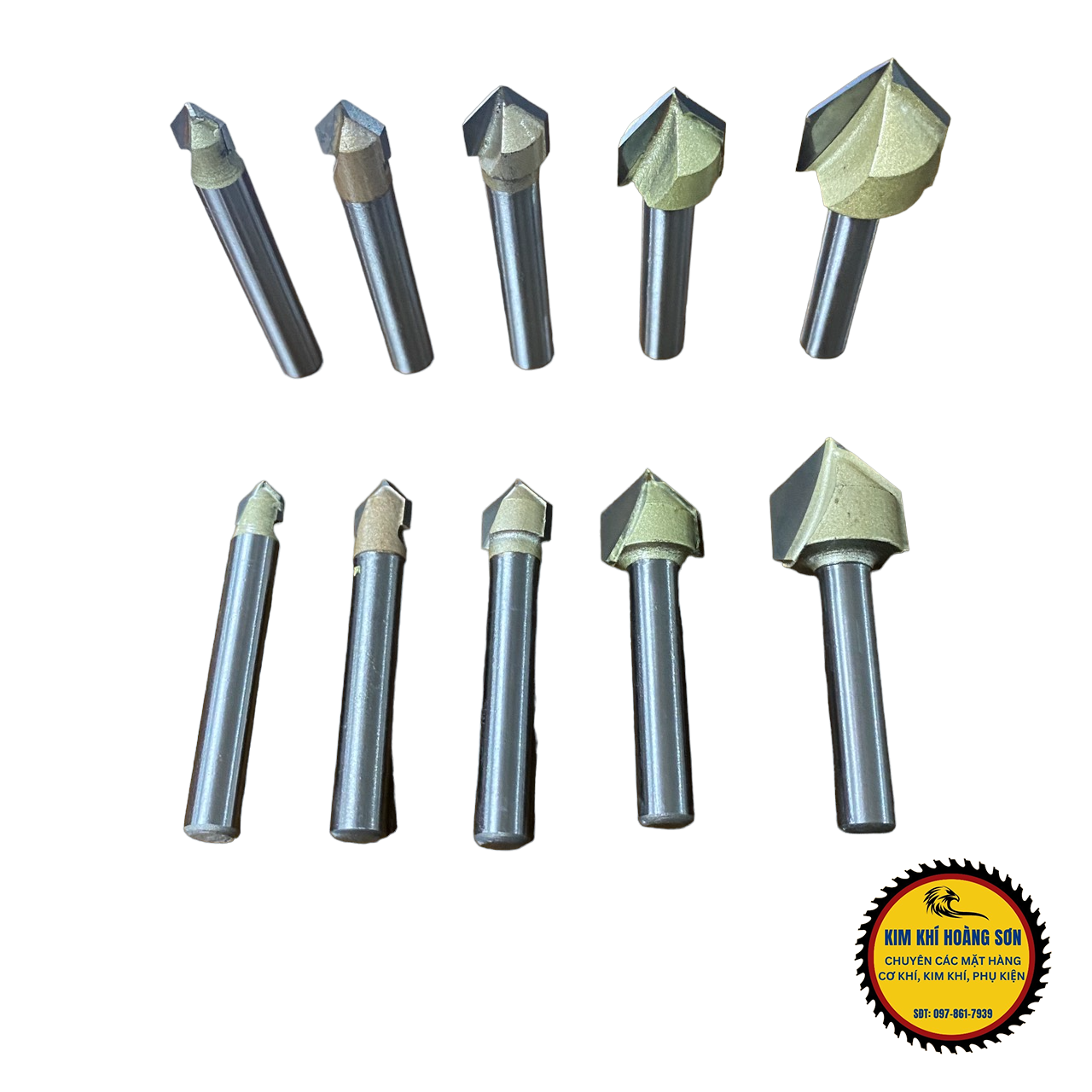 Mũi phay gỗ alu cnc vát 90 độ chữ V không bi Tideway cao cấp cốt chân bé 6.35mm