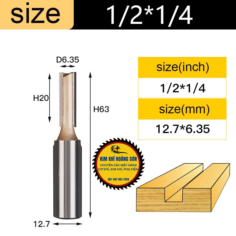 Mũi soi gỗ thẳng CNC lấy nền, Mũi phay gỗ TIDEWAY cốt to 12.7mm sử dụng cho máy phay, máy cắt CNC
