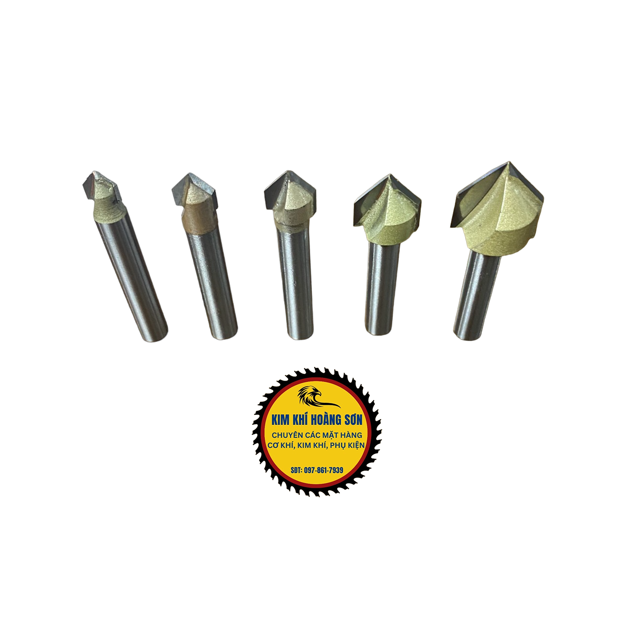 Mũi phay gỗ alu cnc vát 90 độ chữ V không bi Tideway cao cấp cốt chân bé 6.35mm