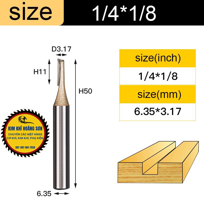 Mũi soi gỗ thẳng CNC lấy nền, Mũi phay gỗ TIDEWAY cốt bé 6.3mm sử dụng cho máy phay, máy cắt CNC