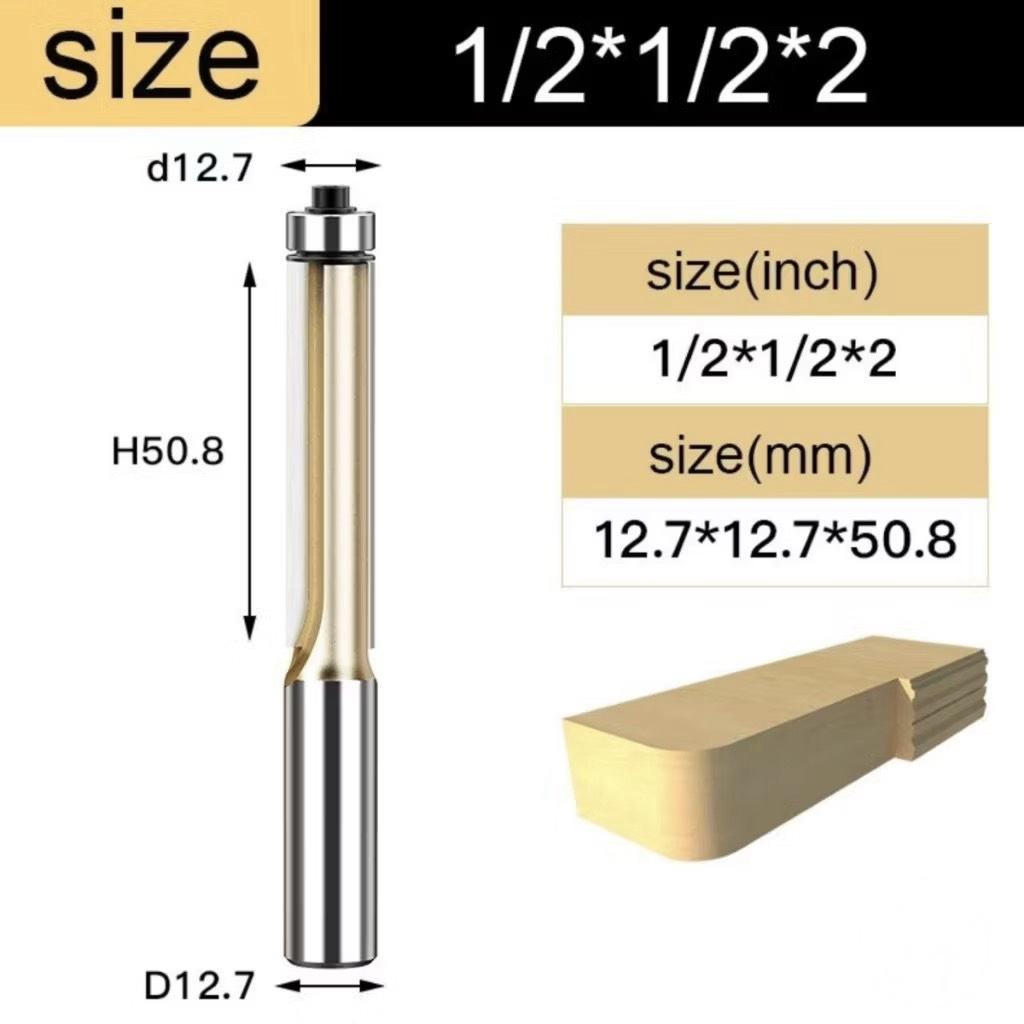 Mũi soi gỗ thẳng CNC lấy nền, Mũi phay TIDEWAY cốt 6.3mm và 12.7mm có bi sử dụng cho máy phay, máy cắt CNC