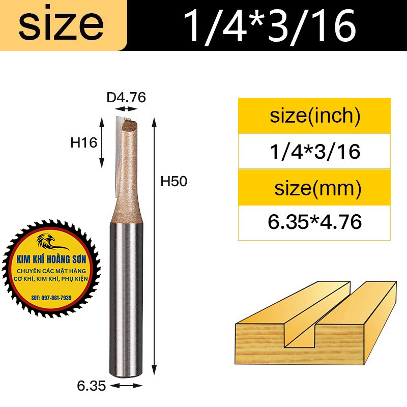 Mũi soi gỗ thẳng CNC lấy nền, Mũi phay gỗ TIDEWAY cốt bé 6.3mm sử dụng cho máy phay, máy cắt CNC