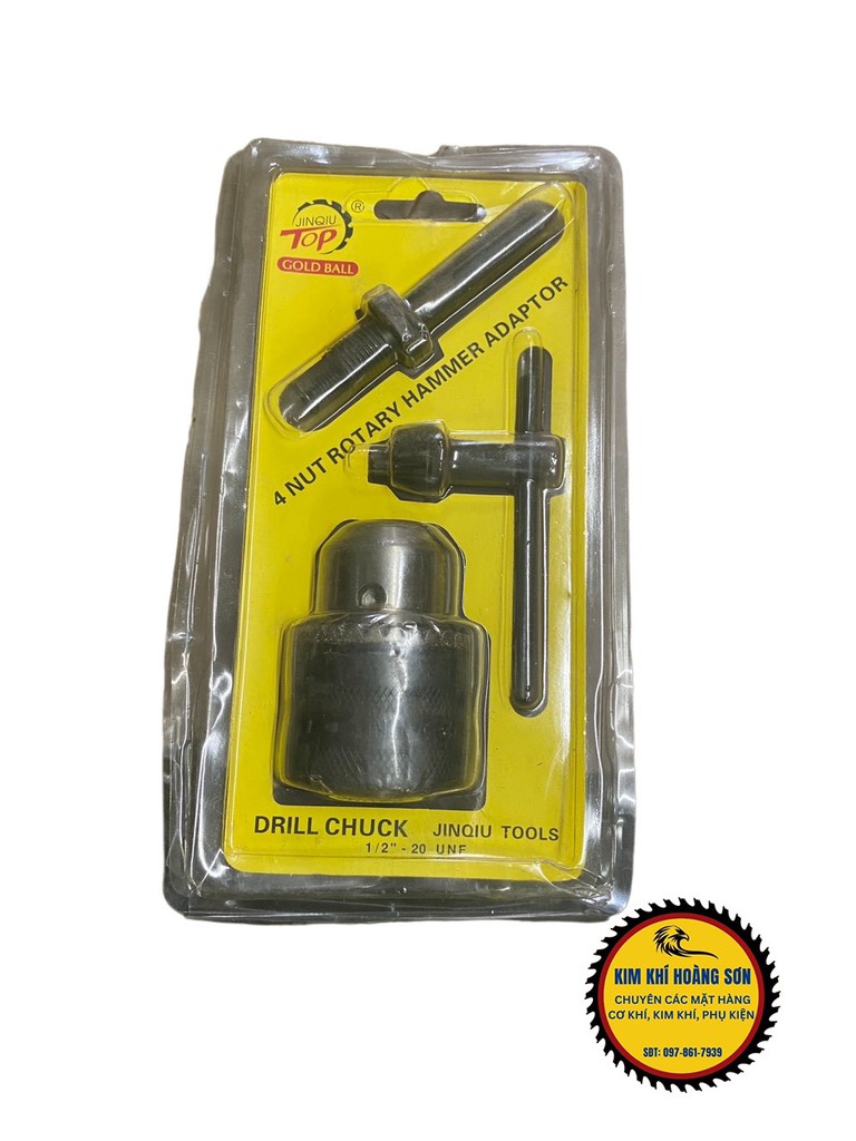 Đầu kẹp mũi khoan măng ranh ren 13mm kẹp mũi khoan đường kính từ 1.5mm đến 13mm, đầu vặn và đầu có trục nối, khóa đi kèm