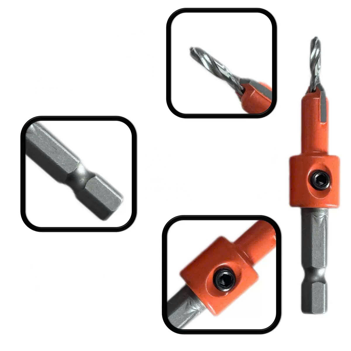 Mũi khoan mồi âm vít gỗ 2 tầng 3mm 4mm chân lục giác, Mũi khoan âm vít chất liệu hợp kim cao cấp