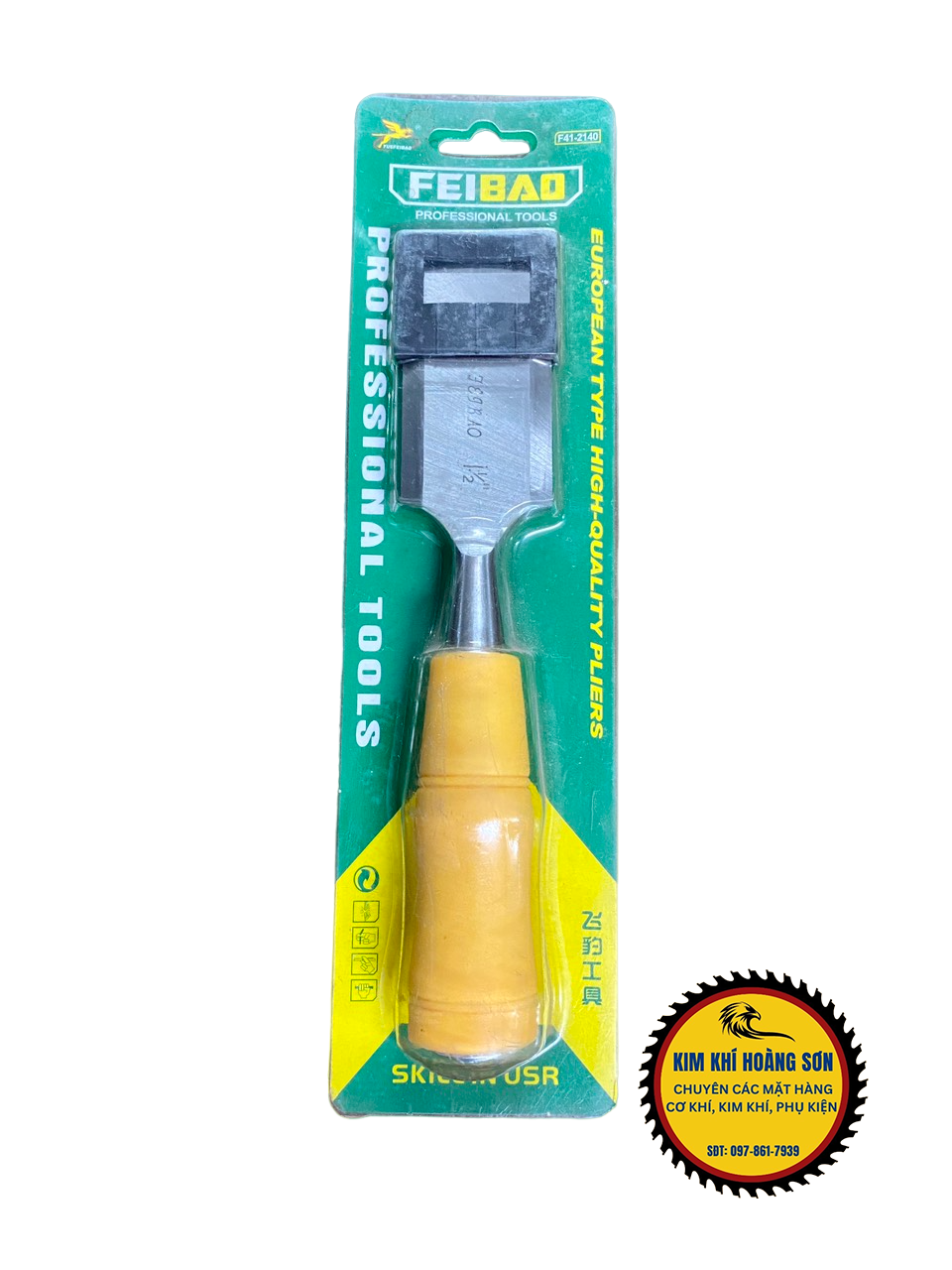 Đục gỗ cầm tay cán nhựa 38mm FEIBAO loại 1-1/2 inch thép Carbon cao cấp, Cán cầm bằng nhựa chắn chắn
