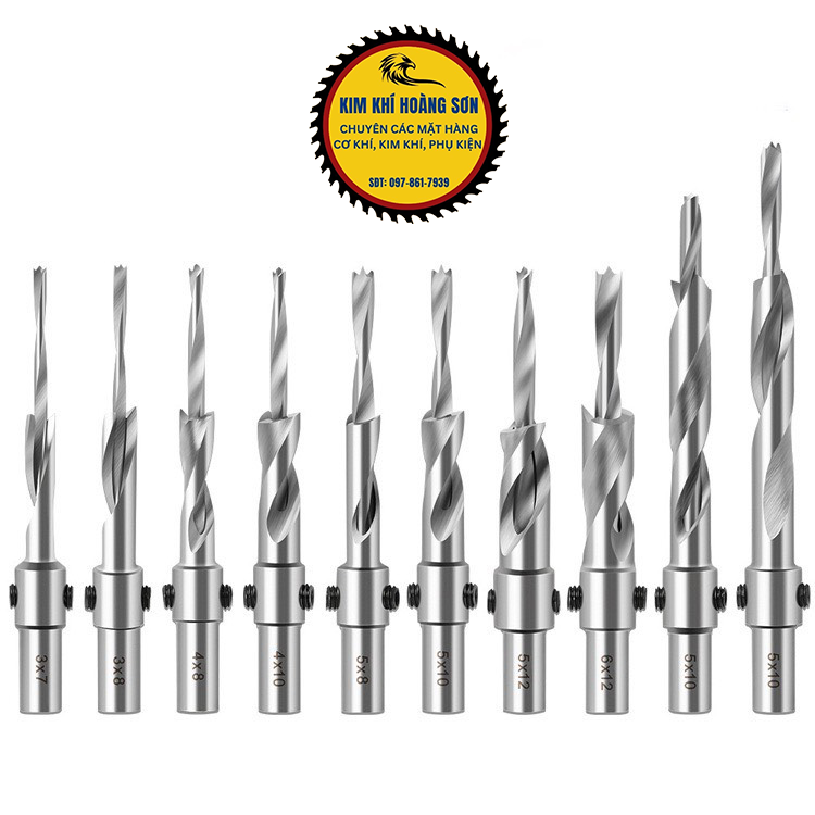 Mũi khoan gỗ 2 tầng có đầu nhọn định tâm chiều dài 70/100mm lắp máy khoan đầu kẹp chuôi 10mm