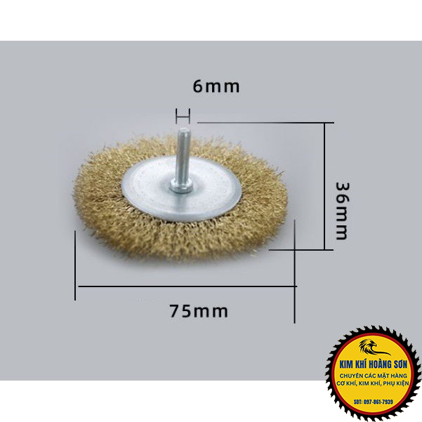 Chổi đánh rỉ sắt, chổi cước chà sắt, kim loại đánh sơn bong tróc cột lắp máy khoan cầm tay chuôi 6mm