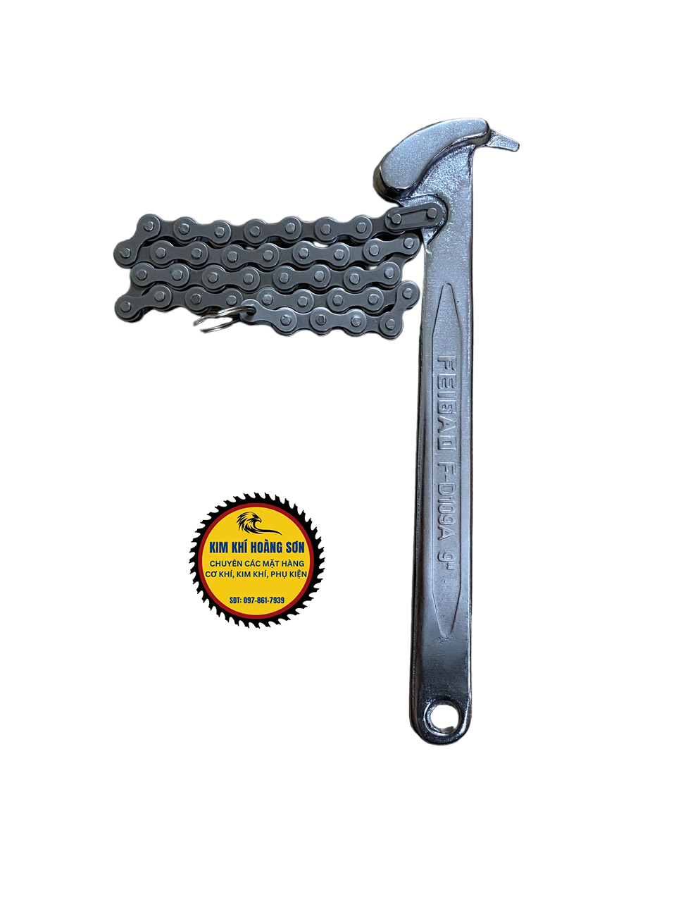 Cờ lê xích thép trắng , mỏ lết dây xích răng cưa siêu cứng 9'' FEIBAO mở nắp lọc dầu nhớt, vam tháo cốc lọc dầu